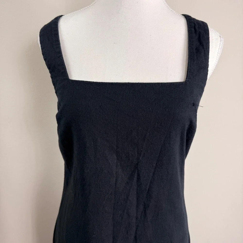 Abercrombie & Fitch Black Linen Blend Square Neck Shift Maxi Dress Sleeveless Sm - Picture 6 of 15